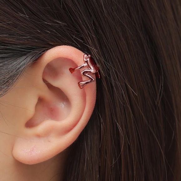🐸 Awsome Froggie  Frog metallic ear cuff no pierce rose gold  🐸 - Picture 4 of 4
